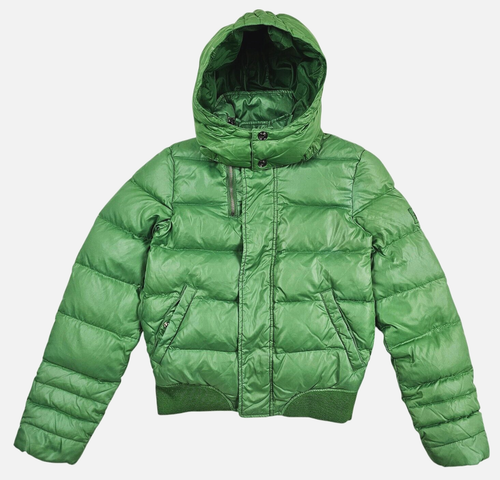 HOT UNISEX DIESEL @ SPORTS BOMBER QUILTED HOODED Zip DOWN PUFFER GREEN Jacket XS - Picture 3 of 18