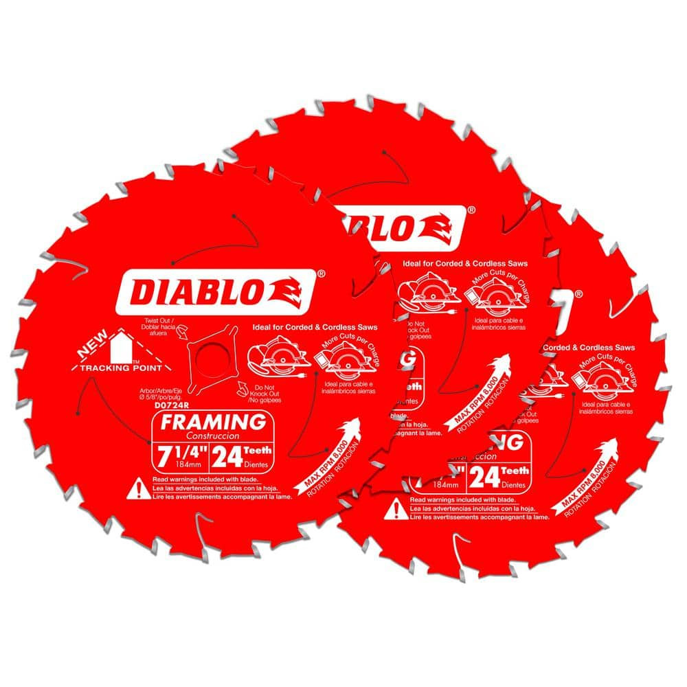 Diablo Framing Circular Saw Blade 7-1/4 in X 24 Tooth (3 Pack) Wood Blades