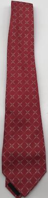 Celine red 100% silk logo print mens tie 
