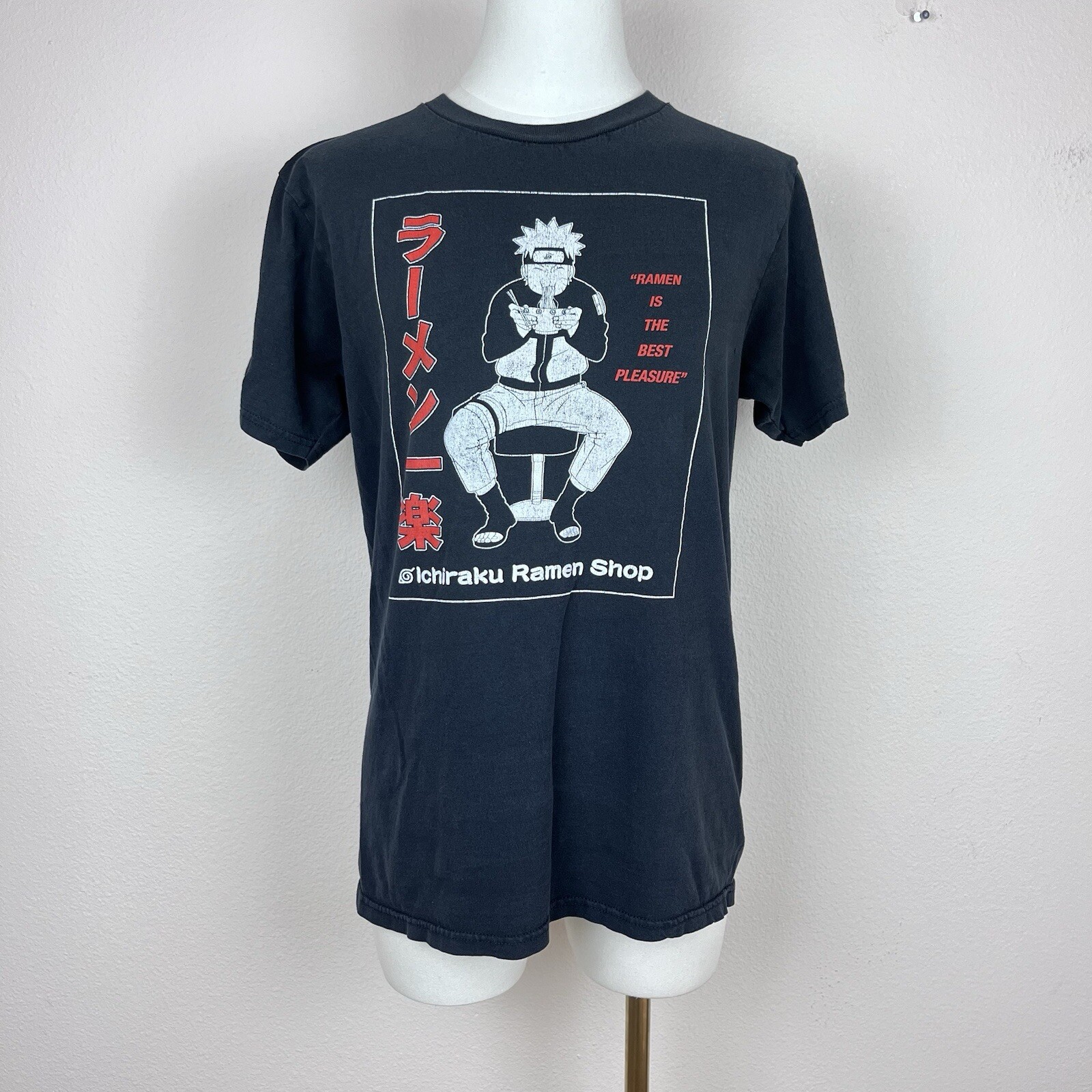 Naruto Shippuden Shirt Adult S Ichiraku Ramen Shop Graphic Anime Y2K Black