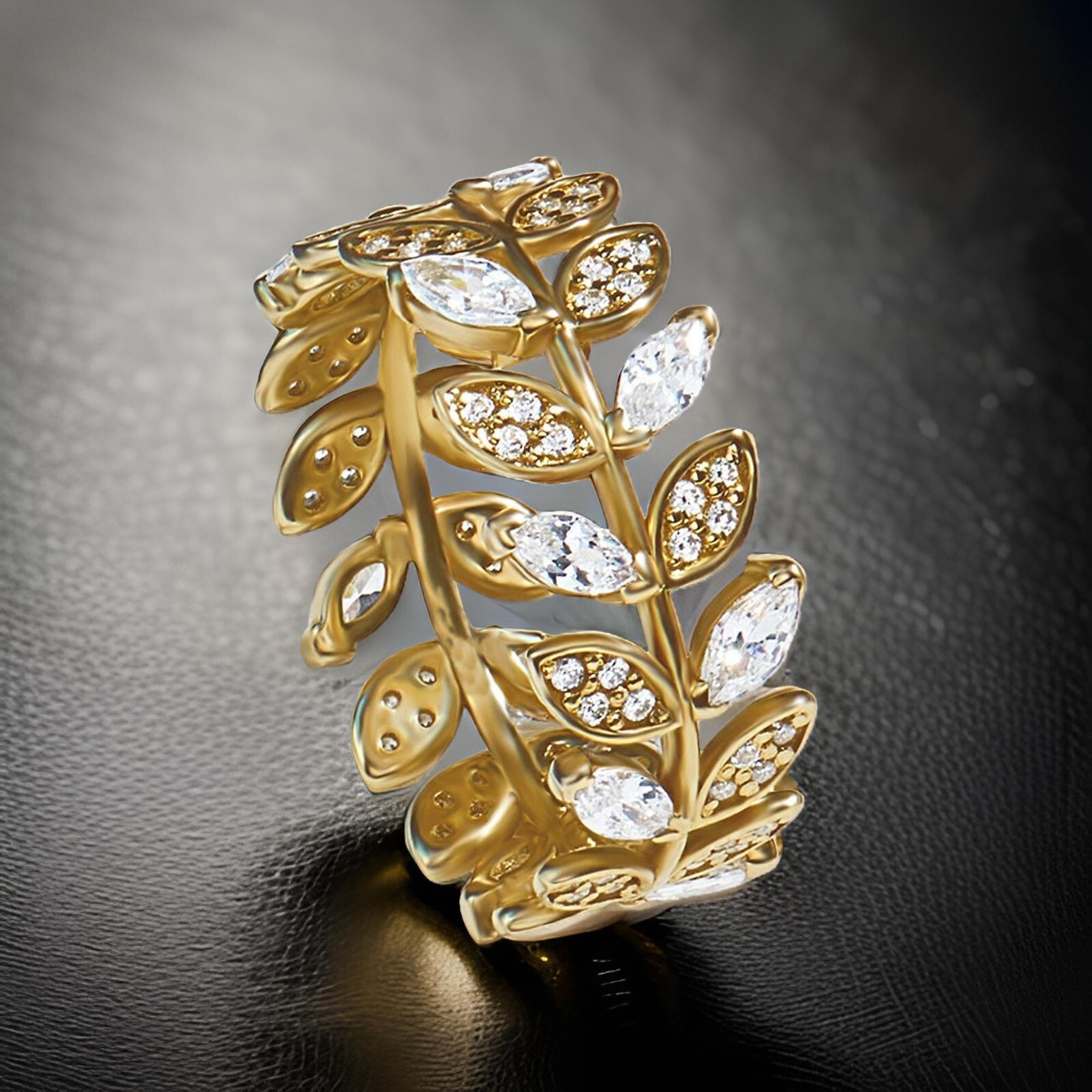 Sterling Silver Leaf Wedding Band, Floral Ring, Nature Inspired Wedding Band-image