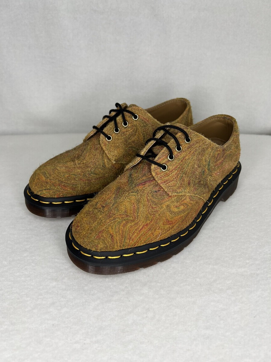 NEW Dr Martens Smiths Marbled Hairy Suede Brown Mustard Size