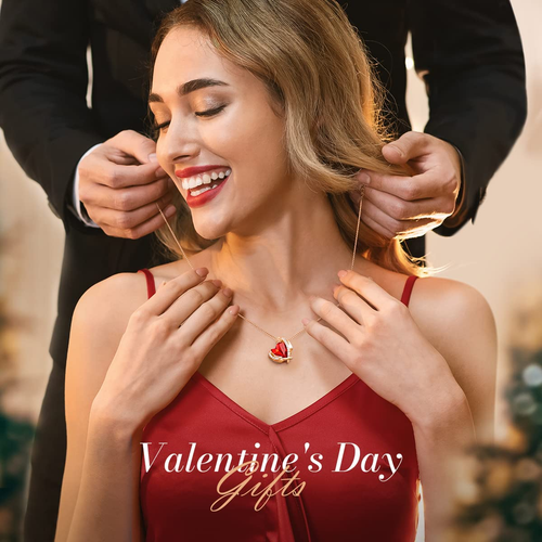 Love Heart Pendant Necklaces for Women Silver  Rose Gold Tone Gifts Necklace   - Picture 2 of 12