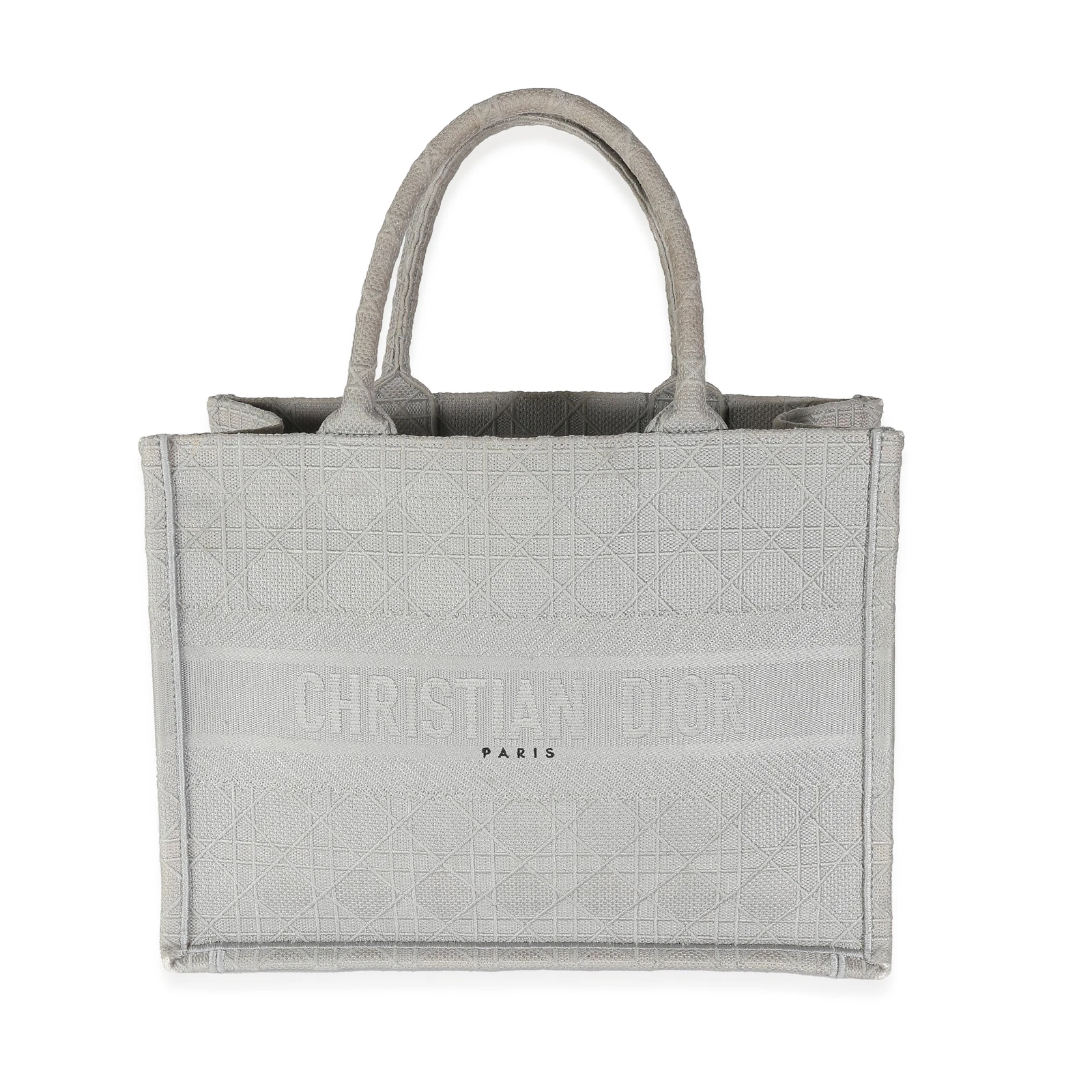 Sac fourre tout Christian Dior toile grise cannage livre moyen