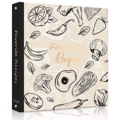 Recipe Binder 8.5x11 3 Ring Recipe Book to Write in Your own Recipes Full Pag...