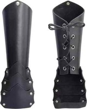 Leather Black Wristband Wrist Armor Leather Bracers Medieval Arm Guard