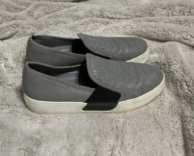State Womens Shoes Size Waylan Slip On Chunky Grey Leather Croc  Embossed
