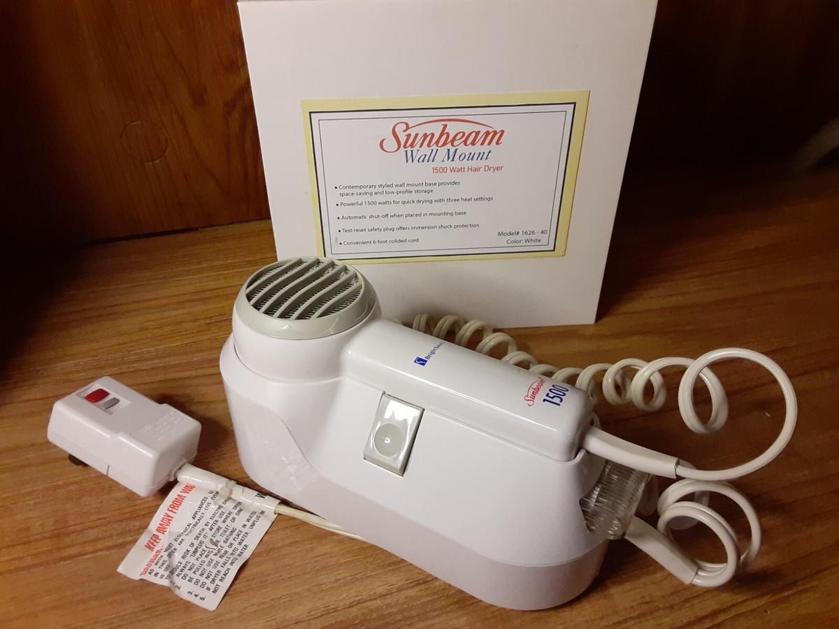 NEW SUNBEAM HAIRDRYER 1500 WATT WALL MOUNT 3 MODES HAIR BLOW DRYER 1626-20  | eBay