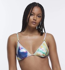 River Island tropical floral print triangle bikini top - size 10