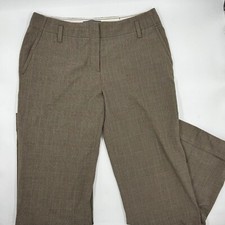 Liz Claiborne Women's Audra Pants Size 8 Brown Stretch Plaid Trousers Straight