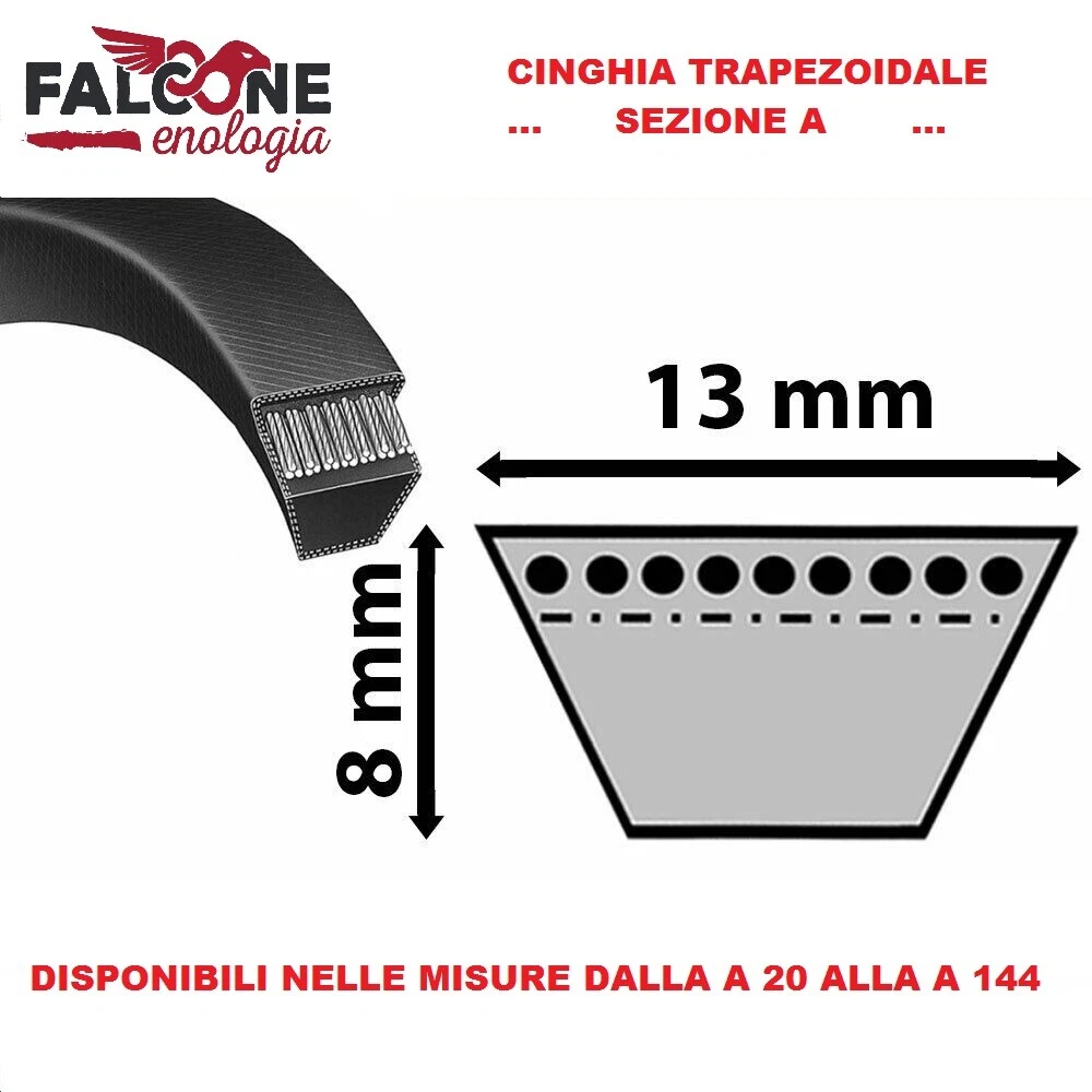 Cinghia Trapezoidale A/13 X 2700 Li – DIN 2215, Neoprene Con Corda In Poliestere