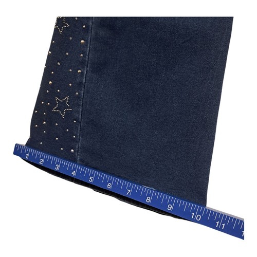 Jeans donna Y2K bambù 7 svasati denim bling gamba larga borchie stella vintage boho anni 90 - Foto 7 di 22
