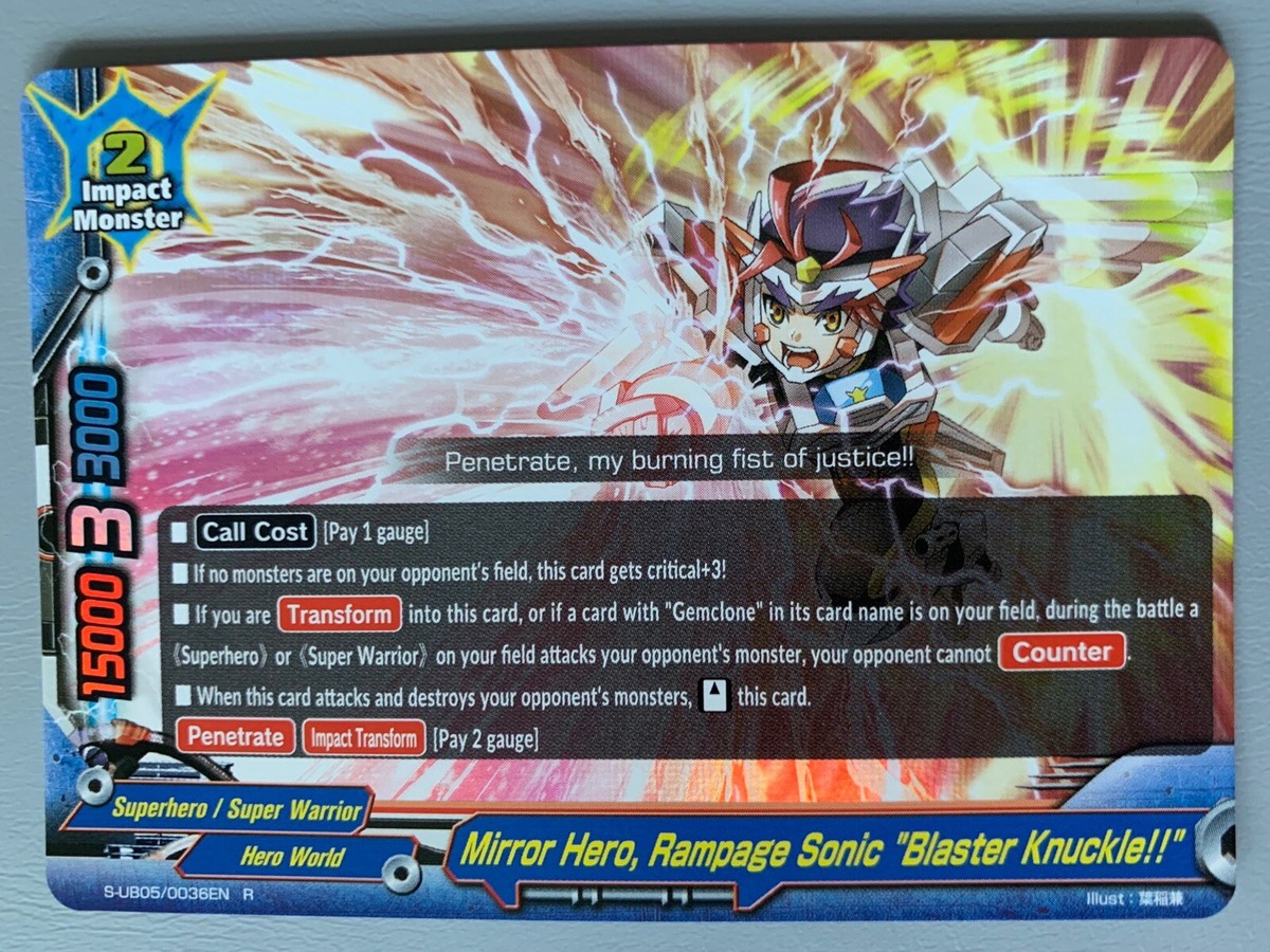 FUTURE CARD BUDDYFIGHT MIRROR HERO RAMPAGE SONIC BLASTER KNUCKLE S