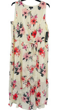 Luxology Women's Midi Dress  Size 3X Floral Sleeveless Keyhole Tie-Waist Lined
