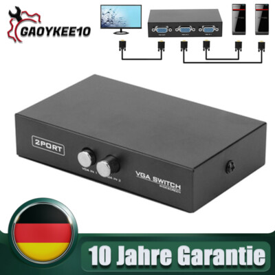 VGA SVGA 2 Port Splitter Monitor Switch Umschalter Box Verteiler PC TV Beamer DE