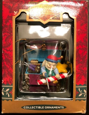 Vtg Matrix Ornament Elf Tools Chest Happy Holidays Star Christmas Collections