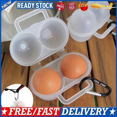 2 Grids Egg Storage Box D-shape Carabiner Kitchen Organizer Case Travel Utensils - Picture 1 of 12