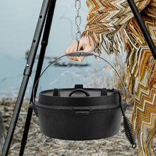 Cast Iron Dutch Oven Skillet Casserole Dish Pot Pan Grill Camping Stew Stockpot