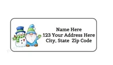 30 SNOWMAN GNOME CHRISTMAS PERSONALIZED RETURN ADDRESS LABELS 1 in X 2.625 in