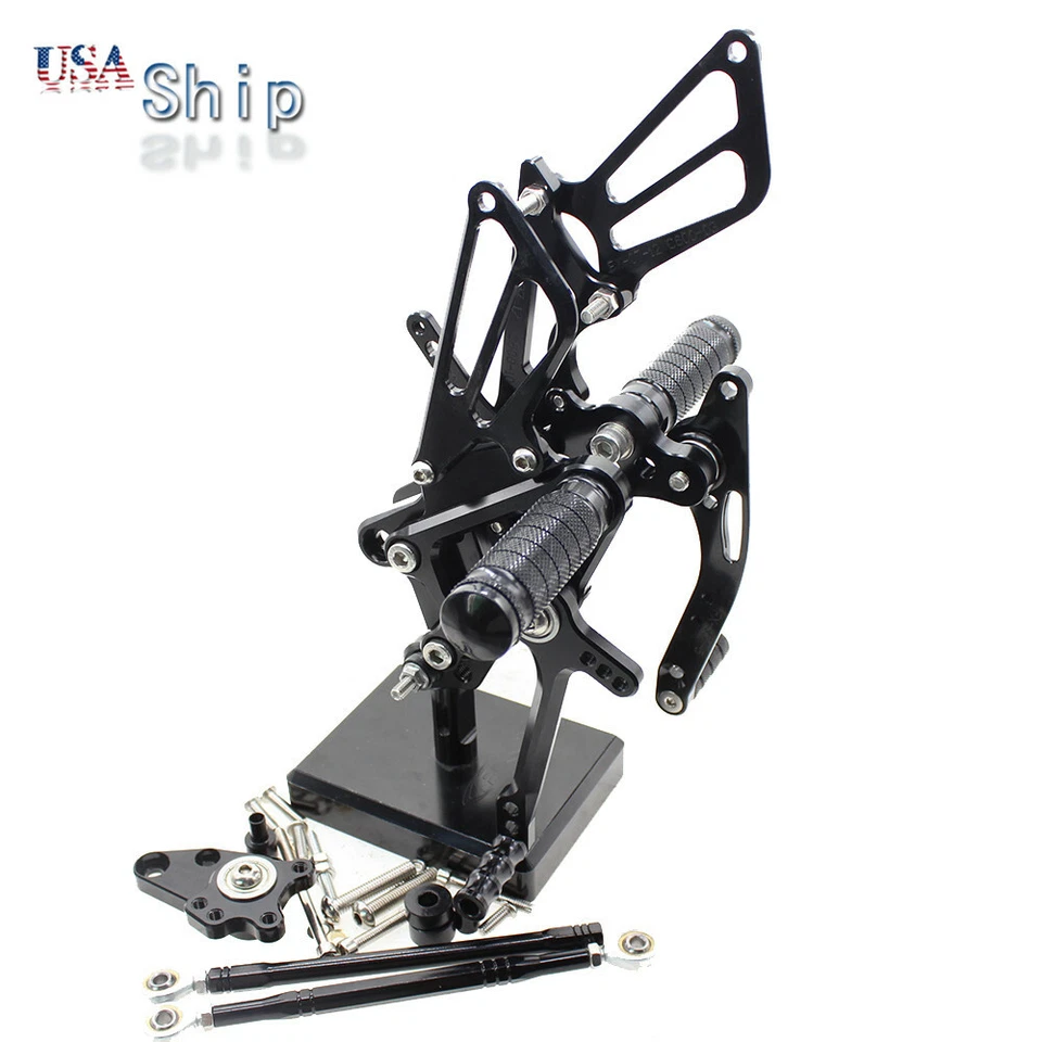 适用于本田 CBR600RR 2003 - 2006 数控可调节脚钉脚凳齿轮组黑色 — 第 3/4 张图片