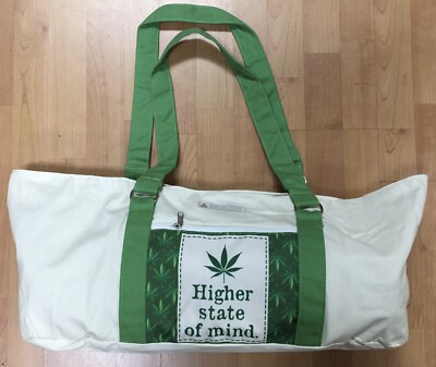 Higher State Of Mind Pot Leaf Design Canvas Yoga Mat Beach Multifunction Bag