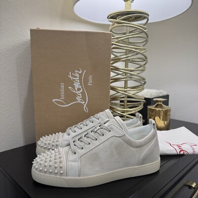 Christian Louboutin Louis Junior Spikes Orlato Suede Light Gray 45.5