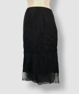 Khaite Women's Black Alleta Chiffon-Lined Silk MIDI Skirt Size 4