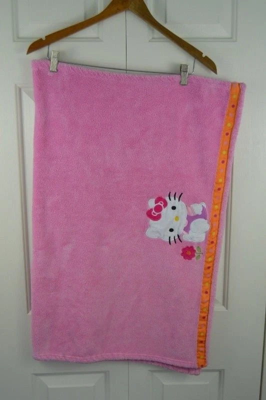 Lambs & Ivy Hello Kitty Sanrio Manta Bebé Rosa Naranja Lunares Gato Flor Seguridad Foto 2 de 4