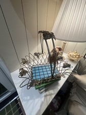 Vintage Silver Plated Wire Basket Handle Grape Motif Fruit Bread Basket EPNS