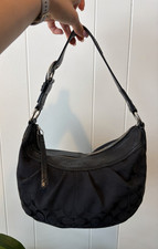 Coach Black Crescent Logo Shoulder Bag Silver Hardware