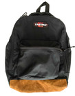 EASTPAK Vintage Black Nylon Backpack Suede Leather Bottom School Hike EUC