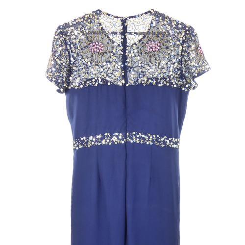 NRGOS LOUNGE Overall Jumpsuit Festlich Pailletten Blau Navy Gr. 12 DE 40 - Bild 5 von 5