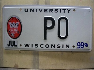 1999 Wisconsin College License Plate....Badgers PO