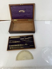 Antique COMPAS SUPERIEURS Drafting Tools/Compass Set  Wooden Box