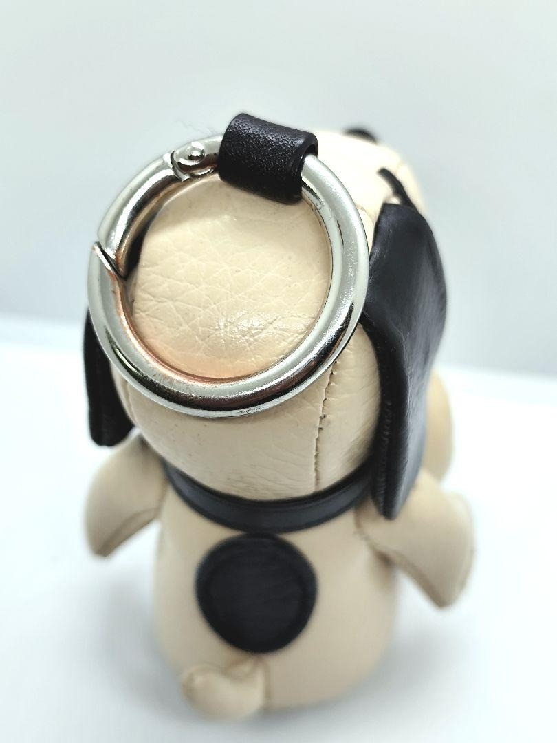 Coach x PEANUTS Snoopy Leather Bag Charm Key Holder Beige Used