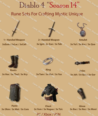 D4 Diablo 4 S14 Season 14 / Rune Set for Crafting Mythic Unique