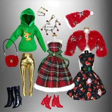 Eledoll Clothes Pack For 12” Fashion Doll CHRISTMAS HOLIDAY SANTA Set #1