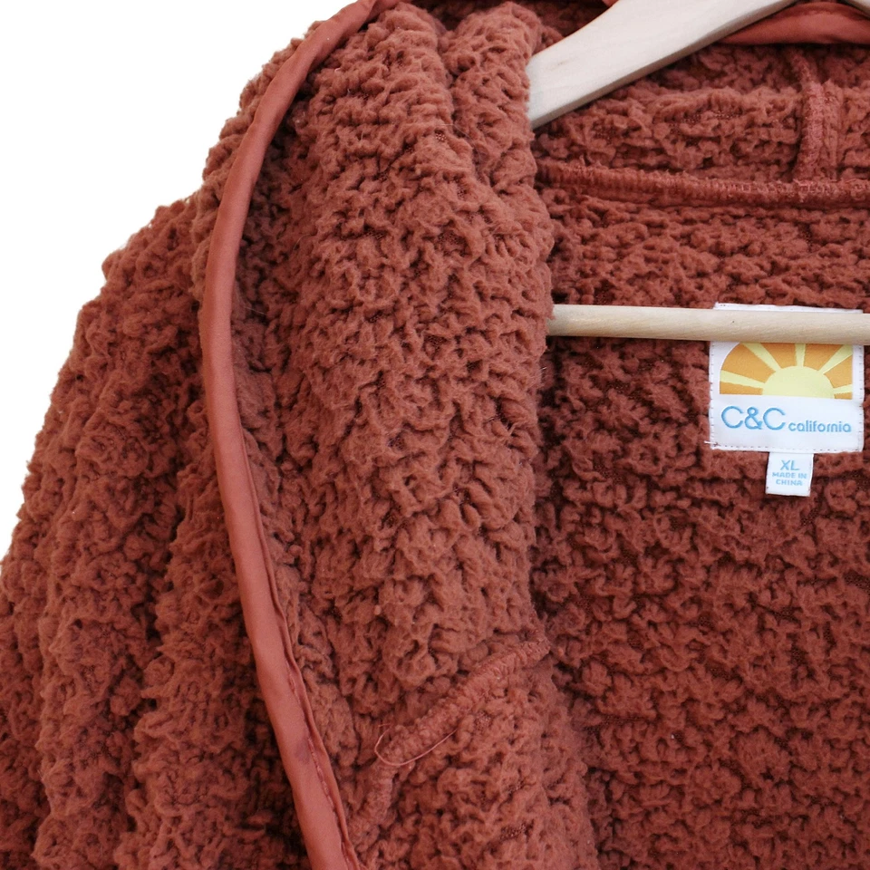 C&C CALIFORNIA Faux Sherpa Hooded Jacket OVERSIZE XL 1X Rust - Image 2 of 3
