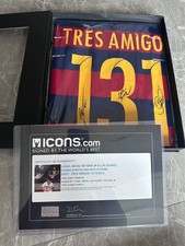 Camiseta MSN Messi Suárez Neymar Triple Autografiada Barcelona Tres Amigos