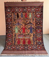 Splendido tappeto guerra sovietica Afghanistan 6 x 4,5 piedi, splendido tappeto guerra nomade