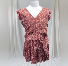 Simply Vera Vera Wang Women's Ruffled V-Neck Top Color Rust Dress Size Large