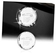 Rhinestone Car Push Start Button Cover,Bling Auto Push to Start Car Logo Silver