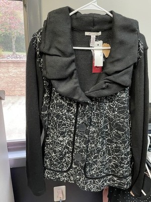 NWT JM Collection Embellished Button Up Black Blazer Jacket - Size XL
