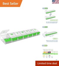 X-Large Clear Weekly Pill Organizer with Easy Push Button - Arthritis Approved