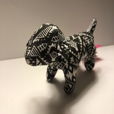 Victoria's Secret PINK Mini Stuffed Plush Dog 5" x 4" x 3" Black  White Collect