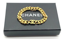 Auth Chanel Vintage Coco Mark GD Chain Bracelet W/Box SK120403