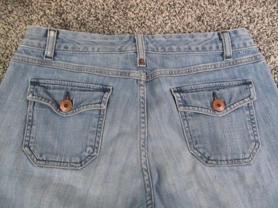 Eddie Bauer Straight Jeans Womens 4R Blue Mid Rise Stretch Distressed 28x31