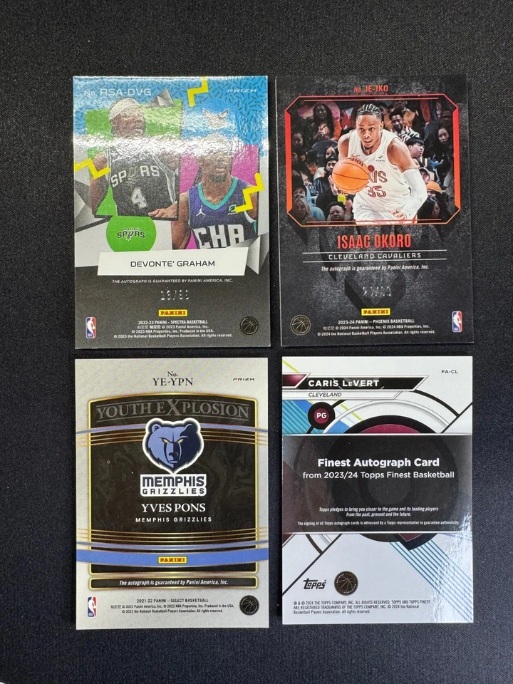 (4) NBA Auto Spectra Devonte Graham /99 Isaac Okoro Caris LeVert Yves Pons RC - Image 2 of 2