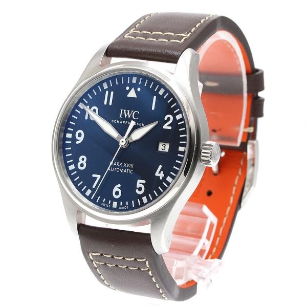 IWC SCHAFFHAUSEN PILOT WATCH MARK XVIII IW327010 40mm SS Leather Navy Dial #C292 image 2