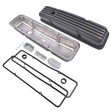 Aluminum Finned Short Valve Cover For Small Block Chevy 283-400 1958-86 Black Aluminum Finned Short Valve Cover For Small Block Chevy 283-400 1958-86 Black
